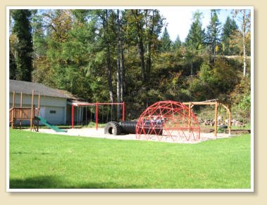 PLAYGROUND - FIRE PIT AREA - SPORTS FIELD - LEWIS RIVER CAMPGROUND